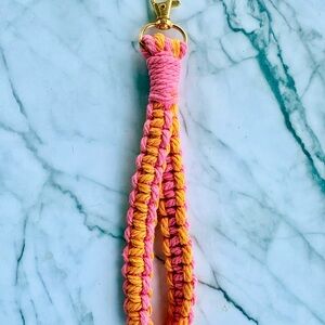 Pink and Orange Braided Keychain